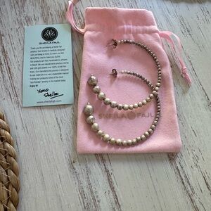 Sheila Fajl Silver Beaded 3” Hoop Earrings - Elegant Statement Hoops